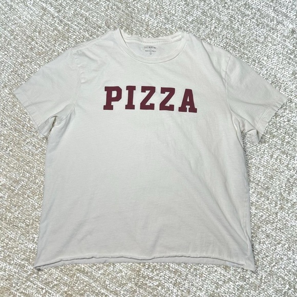 JCrew white cotton pizza graphic tee L - Picture 5 of 10